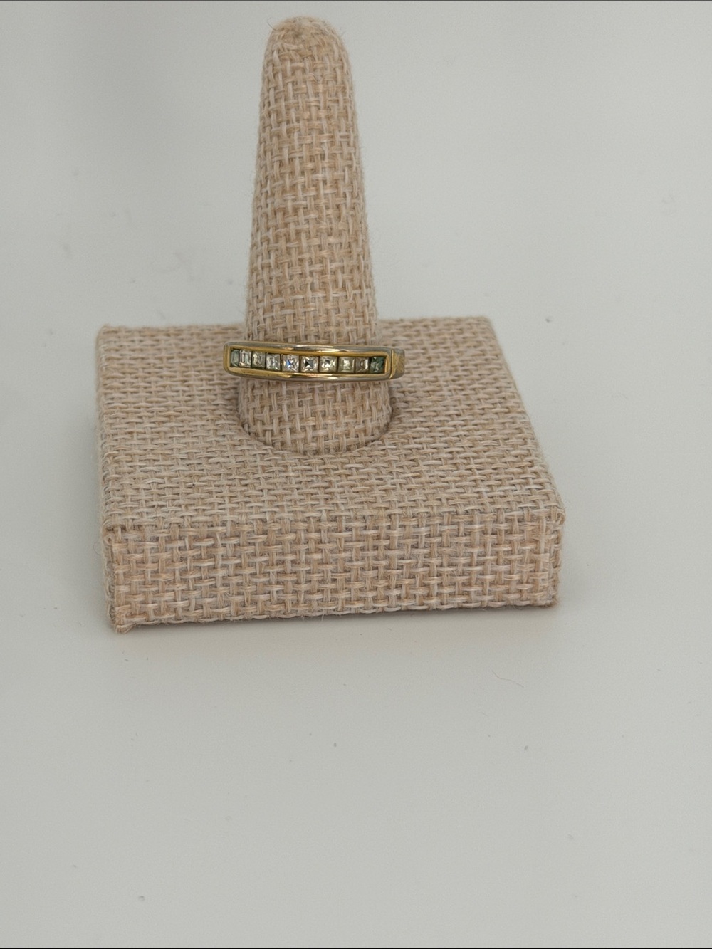 Gold Band Ring with Square Channel-Set Stones - Gold